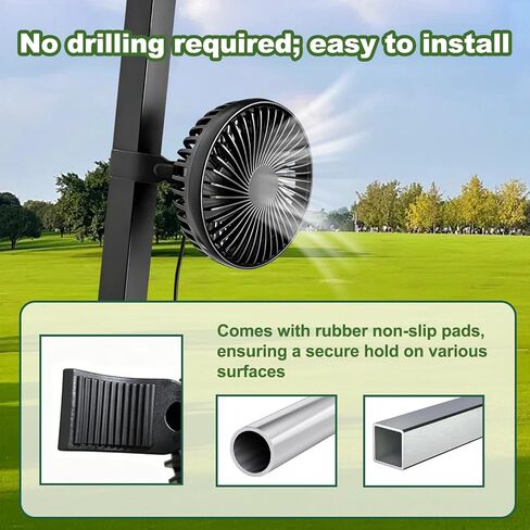 Golf Cart Fans Universal Golf Cart USB Fan Portable Quick-Mount Clip Fan for EZGO, Club Car, and Yamaha 3 Speeds 360° Rotation High Airflow Low Noise; Ideal for RVs, Camping, Outdoor Use, and Home in Kuwait