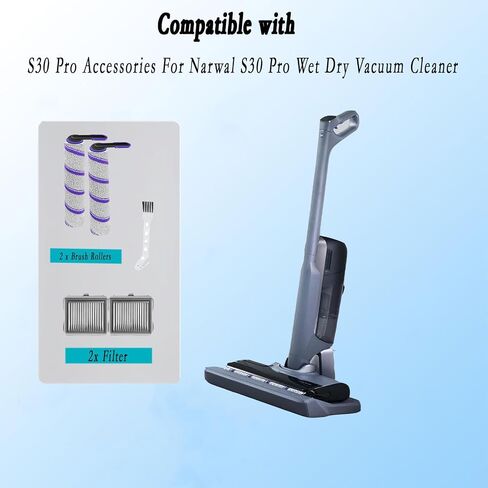 S30 Pro Replacement Parts for NARWAL S30/S30 Pro Wet Dry Vacuum Cleaner | Accessory Kit includes 2 Roller Brushes 2 HEPA Filter and 1 Cleaning Brush in Kuwait