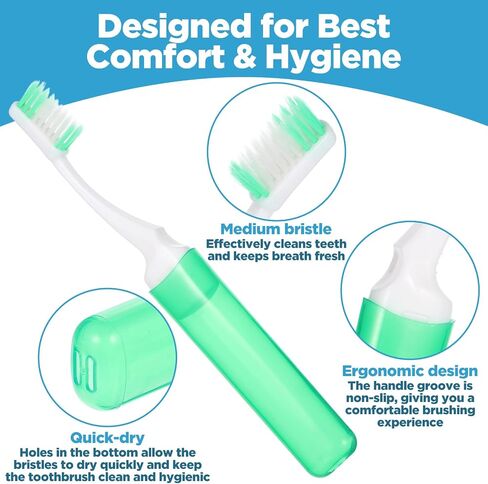 Molain 60 Pcs Folding Mini Toothbrush Travel Toothbrush, Portable Travels Size Toothbrushes Tooth Brush with Case, Bulk Toothbrushes Small Tooth Brush for Camping, Hiking, School, Home, Traveling in Kuwait
