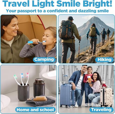 Molain 60 Pcs Folding Mini Toothbrush Travel Toothbrush, Portable Travels Size Toothbrushes Tooth Brush with Case, Bulk Toothbrushes Small Tooth Brush for Camping, Hiking, School, Home, Traveling in Kuwait