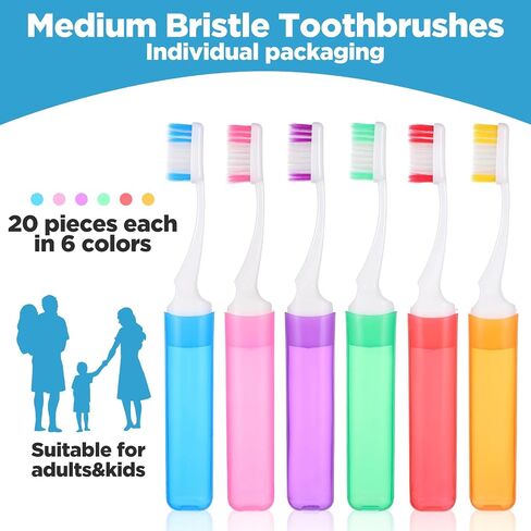 Molain 60 Pcs Folding Mini Toothbrush Travel Toothbrush, Portable Travels Size Toothbrushes Tooth Brush with Case, Bulk Toothbrushes Small Tooth Brush for Camping, Hiking, School, Home, Traveling in Kuwait