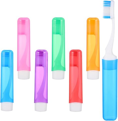 Molain 60 Pcs Folding Mini Toothbrush Travel Toothbrush, Portable Travels Size Toothbrushes Tooth Brush with Case, Bulk Toothbrushes Small Tooth Brush for Camping, Hiking, School, Home, Traveling in Kuwait