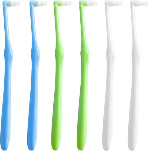 6 Pack End-Tuft Toothbrushes with Covers for Orthodontic Wisdom Teeth Care, Small Head Single Tuft Dental Brush for Plaque Removal, Braces, Interdental Cleaning, Soft Bristles for Adults Oral Care in Kuwait