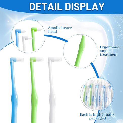 6 Pack End-Tuft Toothbrushes with Covers for Orthodontic Wisdom Teeth Care, Small Head Single Tuft Dental Brush for Plaque Removal, Braces, Interdental Cleaning, Soft Bristles for Adults Oral Care in Kuwait