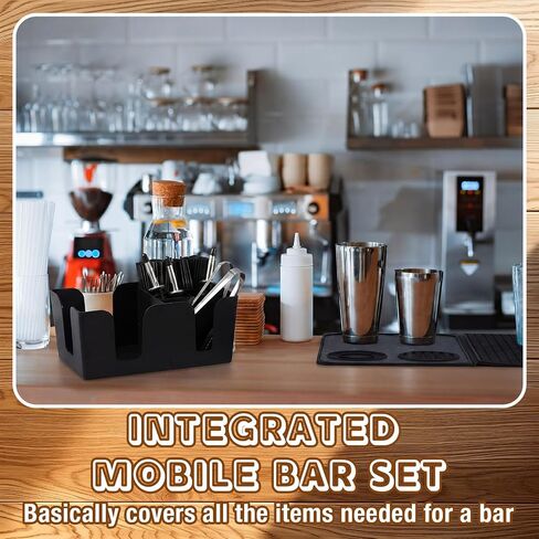Didaey Bartender Kits Bar Accessories 18 "x 12" شريط حصيرة مقبلات مع غطاء تخزين العلبة 12 الفولاذ المقاوم للصدأ زجاجة صب 3 ملقط تقديم 500 كوكتيل القش المنزل القضبان الأساسية للنادل in Kuwait