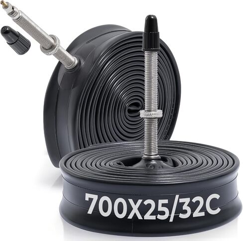 2 PCS Premium 700x25C/28C/30C/32C Bike Tubes, Compatible for 700x25C to 700x32C Bike Tire, with FV60mm Presta Valve, Butyl Rubber, Used for Mountain, Cruiser, City and Road Bikes in Kuwait
