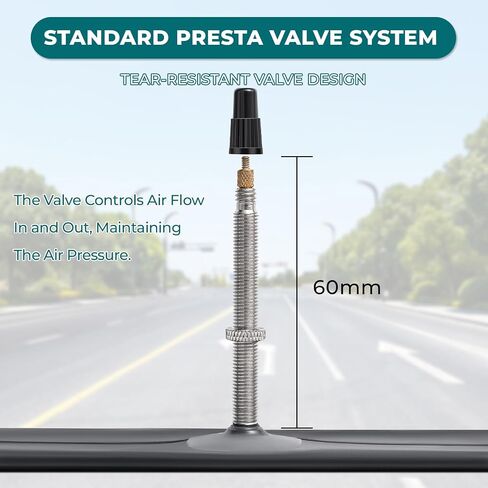 2 PCS Premium 700x25C/28C/30C/32C Bike Tubes, Compatible for 700x25C to 700x32C Bike Tire, with FV60mm Presta Valve, Butyl Rubber, Used for Mountain, Cruiser, City and Road Bikes in Kuwait