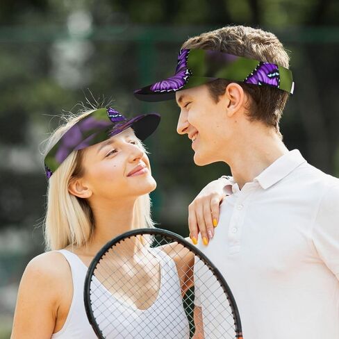 Lovely Purple Butterfly Print Foldable Sun Visor Hat Lightweight Adjustable Sun Visor Hat Outdoor Sports Cap for Adults in Kuwait