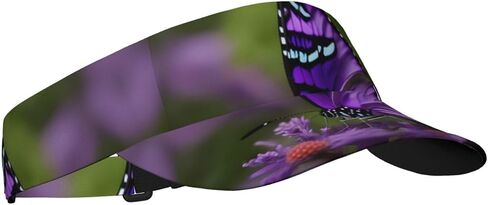 Lovely Purple Butterfly Print Foldable Sun Visor Hat Lightweight Adjustable Sun Visor Hat Outdoor Sports Cap for Adults in Kuwait
