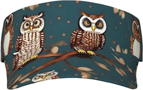 Owls on Tree Branches Print Foldable Sun Visor Hat Lightweight Adjustable Sun Visor Hat Outdoor Sports Cap for Adults Black in Kuwait