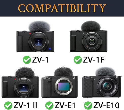 قطعتان من واقي الرياح من SOULWIT لكاميرات Sony ZV-1F/ZV-E10/ZV-1/ZV-E1/ZV-1 II Vlog، محول حذاء بارد مع زجاج أمامي فروي + غطاء ميكروفون - أسود in Kuwait