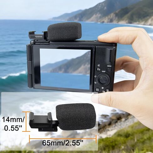 قطعتان من واقي الرياح من SOULWIT لكاميرات Sony ZV-1F/ZV-E10/ZV-1/ZV-E1/ZV-1 II Vlog، محول حذاء بارد مع زجاج أمامي فروي + غطاء ميكروفون - أسود in Kuwait