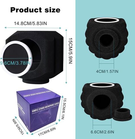 Microphone Isolation Shield Pop Filter for 40-66mm Microphone Soundproof Mic Isolation Ball Reducing Noise Eco Reflection Pop Shield Gift Mic Cover Foam for Podcasting Live Stream Subtitles in Kuwait