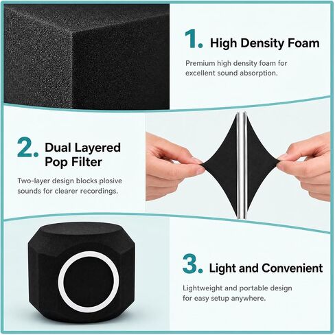 Microphone Isolation Shield Pop Filter for 40-66mm Microphone Soundproof Mic Isolation Ball Reducing Noise Eco Reflection Pop Shield Gift Mic Cover Foam for Podcasting Live Stream Subtitles in Kuwait