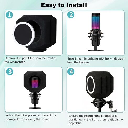 Microphone Isolation Shield Pop Filter for 40-66mm Microphone Soundproof Mic Isolation Ball Reducing Noise Eco Reflection Pop Shield Gift Mic Cover Foam for Podcasting Live Stream Subtitles in Kuwait