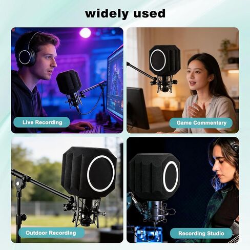 Microphone Isolation Shield Pop Filter for 40-66mm Microphone Soundproof Mic Isolation Ball Reducing Noise Eco Reflection Pop Shield Gift Mic Cover Foam for Podcasting Live Stream Subtitles in Kuwait