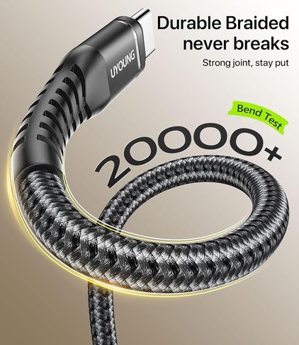 كابل USB C بطول 10 أقدام 2 حزمة، كابل USB C إلى USB C بقوة 240 وات شحن سريع لشاحن الهاتف الطويل سلك شاحن من النوع C لهاتف iPhone 17 Pro Max و16 15 وiPad Pro/Air وApple MacBook وأجهزة الكمبيوتر المحمولة - أسود in Kuwait