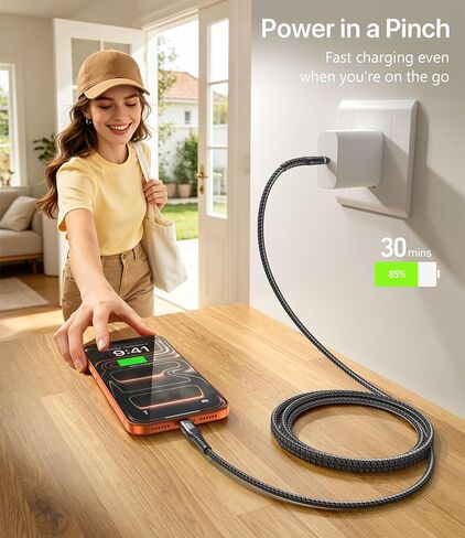 كابل USB C بطول 10 أقدام 2 حزمة، كابل USB C إلى USB C بقوة 240 وات شحن سريع لشاحن الهاتف الطويل سلك شاحن من النوع C لهاتف iPhone 17 Pro Max و16 15 وiPad Pro/Air وApple MacBook وأجهزة الكمبيوتر المحمولة - أسود in Kuwait