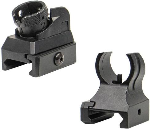 Front and Rear Low Iron Steel Sight Set Combo，Optics Rapid Transition Backup Sights，Metal Style-Rotate Adjustable Diopter Flip-Up Fixed Scopes，Fits for Standard 20mm Pic Rail System Mounting in Kuwait
