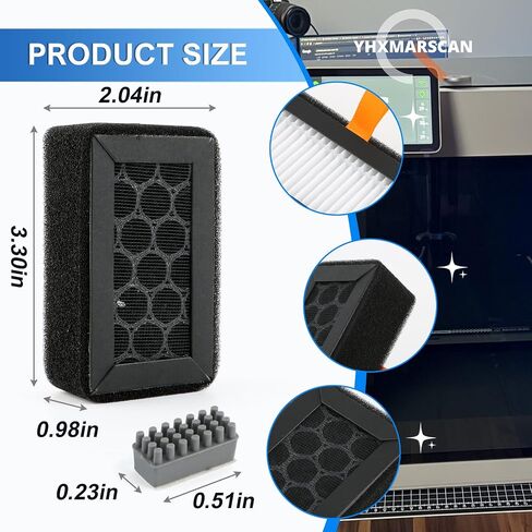 قطعتان من فلتر هواء الكربون المنشط لطابعة Bambu Lab P1P/P1S/X1/X1C/X1E ثلاثية الأبعاد، فلتر هواء مزدوج الطبقة (HEPA 13 + الكربون المنشط) للمركبات العضوية المتطايرة والروائح وPM2.5 والجسيمات متناهية الصغر in Kuwait