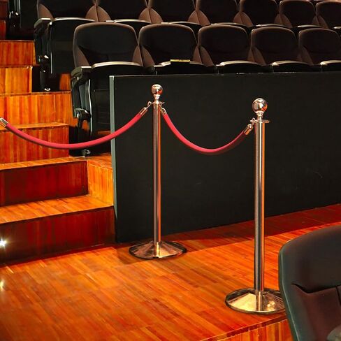 Prime Stanchion and Rope Kit, Includes (2) Smooth Black Flat Top Crowd Control Barriers and (1) Black Velvet 6-Foot Rope, Self-Straightening, No-Tools Required in Kuwait