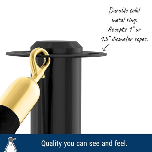 Prime Stanchion and Rope Kit, Includes (2) Smooth Black Flat Top Crowd Control Barriers and (1) Black Velvet 6-Foot Rope, Self-Straightening, No-Tools Required in Kuwait