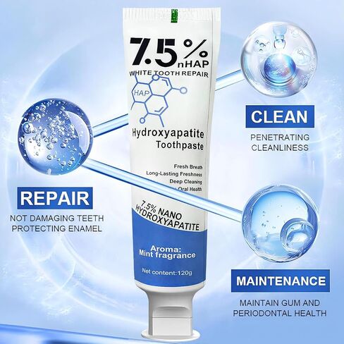 2 Pack Hydroxyapatite Toothpastes for Enamel Protection and Tooth Strengthening, Gentle Mint, Fresh Breath, Daily Use for Oral Health (A) in Kuwait