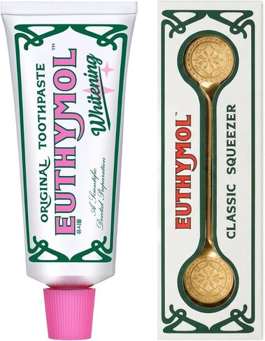 EUTHYMOL Vintage Whitening Duo - Whitening Toothpaste & Classic Gold Tube Squeezer Set in Kuwait