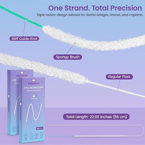 3-in-1 Ultra Floss for Brace, 160 Pre-Cut Strands, 2 Pack in Kuwait