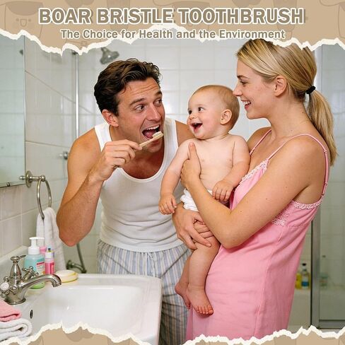 Hushee 30 Pack Boar Bristle Toothbrush Natural Bristles with Bamboo Handle Natural Biodegradable Compostable Bamboo Tooth Brushes, Plastic & Nylon Free in Kuwait