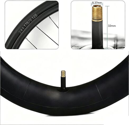 أنبوب دراجة Vitog 2 Pack 24x1.75/2.125، 24x1.75 24x1.95 24x2.10 24x2.125 مع صمام شريدر 32 مم، أنابيب دراجة مطاطية بوتيل مع رافعات قطعتين، متوافقة مع دراجات الطرادات والمدينة وMTB ودراجات الطرق in Kuwait