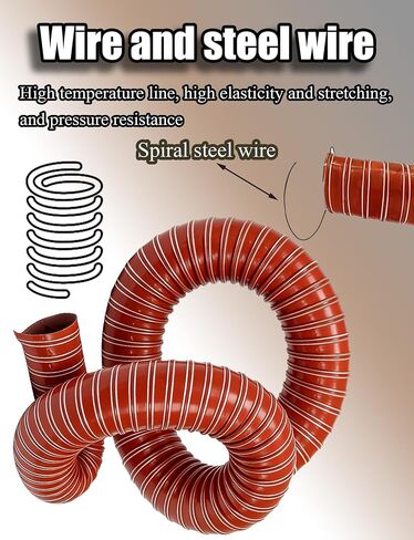 Red High Temp Silicone Ducting Hose | Steel Wire Reinforced Fire Retardant Fiberglass Flex Duct for Industrial(2.36in/6cm,39.37in) in Kuwait