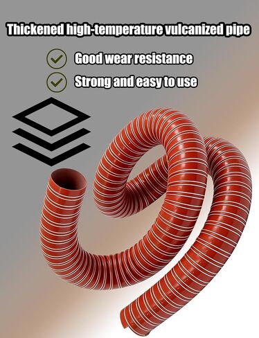 Red High Temp Silicone Ducting Hose | Steel Wire Reinforced Fire Retardant Fiberglass Flex Duct for Industrial(2.36in/6cm,39.37in) in Kuwait
