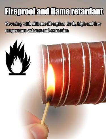 Red High Temp Silicone Ducting Hose | Steel Wire Reinforced Fire Retardant Fiberglass Flex Duct for Industrial(2.36in/6cm,39.37in) in Kuwait