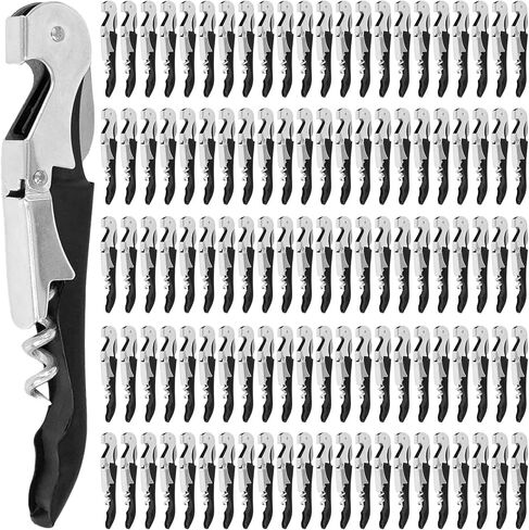 110 Pack Waiter Corkscrew Wine Openers Black Heavy Duty Hinges All in One Double Hinged Tools for Bartenders Servers Sommelier in Kuwait