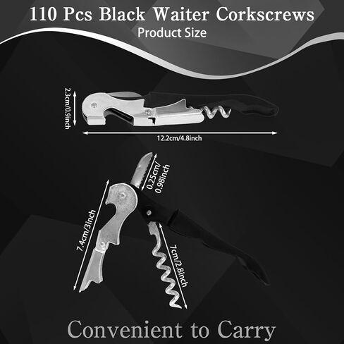 110 Pack Waiter Corkscrew Wine Openers Black Heavy Duty Hinges All in One Double Hinged Tools for Bartenders Servers Sommelier in Kuwait