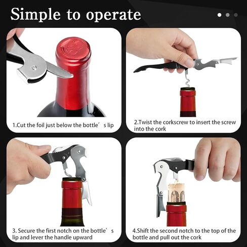 110 Pack Waiter Corkscrew Wine Openers Black Heavy Duty Hinges All in One Double Hinged Tools for Bartenders Servers Sommelier in Kuwait