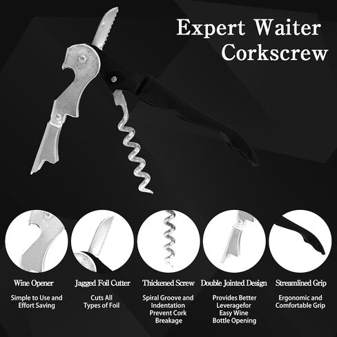 110 Pack Waiter Corkscrew Wine Openers Black Heavy Duty Hinges All in One Double Hinged Tools for Bartenders Servers Sommelier in Kuwait
