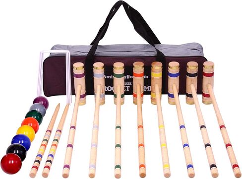 Deluxe 8-Player Croquet Game Set with Duffel Carry Bag (Eight 32" Handles) in Kuwait