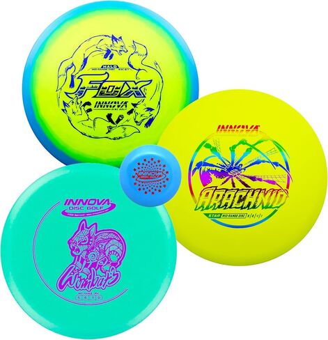 Innova Disc Golf Beginner Starter Set (3 Pack) - Mid-Range Discs | Halo Star, Star & DX Mid-Range Discs - Fox, Arachnid, Wombat3 - Easy to Throw, Straight Flying Beginner Disc Golf Set in Kuwait