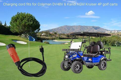 سلك طاقة لشحن عربة الجولف Y-30 مدرج من ETL لكولمان DR48V وكاندي AGM Kruiser 4P EV، كابل شحن عالي التحمل 14 AWG، برتقالي 8.2 قدم in Kuwait