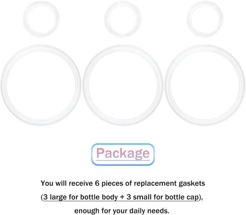 6 Pcs Replacement Gaskets for Stanley All Day Slim Bottle 20oz & 34oz,Silicone Seal O Ring Replacement Gaskets Compatible with Stanley All Day Slim Bottle for Cap & Body in Kuwait
