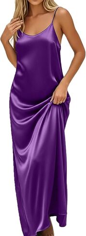 Beessbest Backless Cami Dresses for Women Tied Back Spaghetti Strap Dress Sleeveless Satin Dress Summer Vacation Dresses in Kuwait