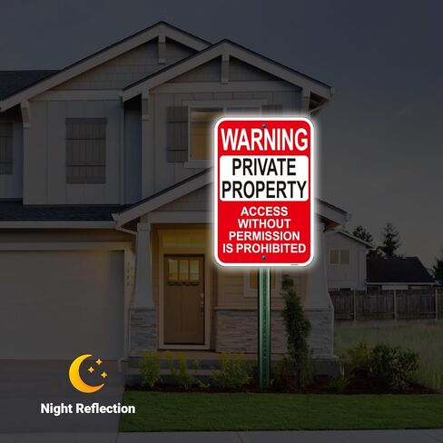 2 Pack Large Private Property Access Without Permission Prohibited Sign, 18"x12" Private Property Sign, Engineer Grade Reflective Aluminum, Fade/Weather Resistant, UV Protected, Easy to Install in Kuwait