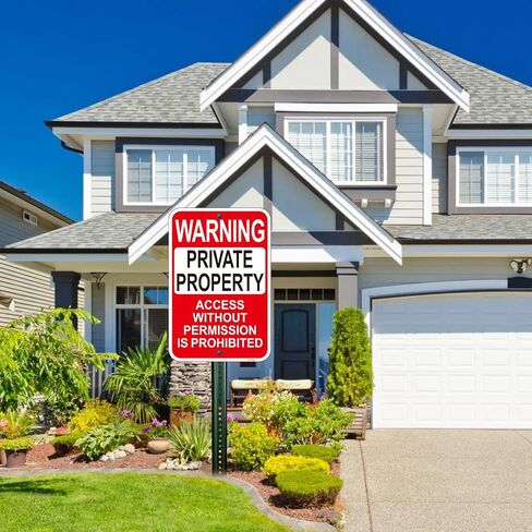 2 Pack Large Private Property Access Without Permission Prohibited Sign, 18"x12" Private Property Sign, Engineer Grade Reflective Aluminum, Fade/Weather Resistant, UV Protected, Easy to Install in Kuwait