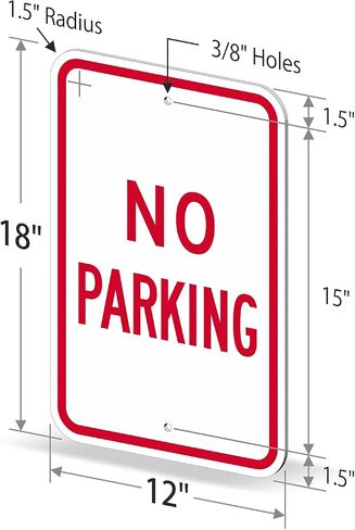 لافتة معدنية SmartSign مقاس 18 × 12 بوصة "ممنوع ركن السيارة" بفتحات تم مسحها مسبقًا، مطبوعة بالشاشة الحريرية، ألومنيوم مصفح مقاوم للصدأ، 63 مل، أحمر وأبيض in Kuwait