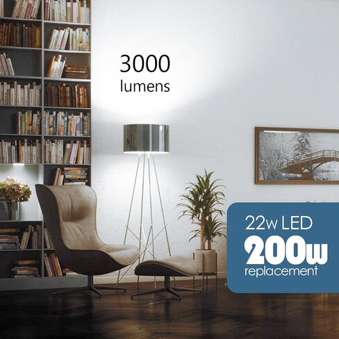 Maelsrlg 200 واط LED لمبة مكافئة، A21 22W 3000 Lumen LED لمبة الإضاءة، ضوء النهار 5000K، قاعدة متوسطة E26 غير قابلة للتعتيم 120 فولت عالية الإخراج 200 واط لمبات الإضاءة LED للمرآب والمتجر والمستودع، 4 عبوات in Kuwait