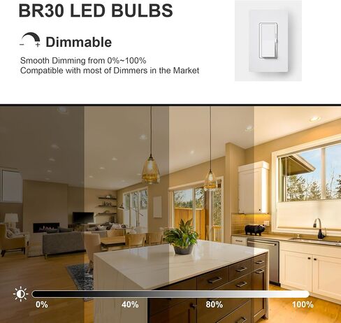 comzler 6 عبوات BR30 مصابيح إضاءة LED للفيضانات، 2700 كلفن أبيض دافئ، ما يعادل 65 وات، مصابيح إضاءة بقاعدة E26، قابلة للتعتيم 120VAC CRI85+ 850 لومن، لمبة إضاءة سقف داخلية للمطبخ وغرفة المعيشة in Kuwait