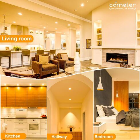 comzler 6 عبوات BR30 مصابيح إضاءة LED للفيضانات، 2700 كلفن أبيض دافئ، ما يعادل 65 وات، مصابيح إضاءة بقاعدة E26، قابلة للتعتيم 120VAC CRI85+ 850 لومن، لمبة إضاءة سقف داخلية للمطبخ وغرفة المعيشة in Kuwait