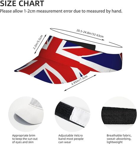 English Flag Print Foldable Sun Visor Hat Lightweight Adjustable Sun Visor Hat Outdoor Sports Cap for Adults Black in Kuwait